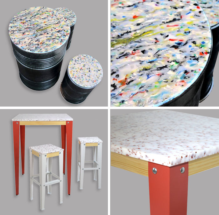 Proyecto de mesas y sillas con plástico reciclado procedentes de envases post consumo