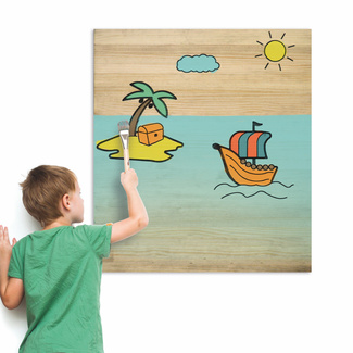 Cuadro Infantil de Madera para Pintar Barco 60 x 70 cm