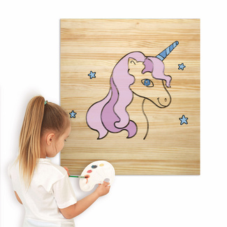 Cuadro Infantil de Madera para Pintar Unicornio 60 x 70 cm