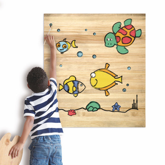 Cuadro Infantil de Madera para Pintar Peces 60 x 70 cm