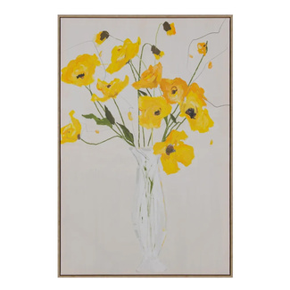 Cuadro Flores Amarillas Impreso sobre Lienzo con Marco 4 x 80 x 120 cm