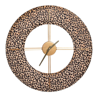 Reloj de Pared en DM y Terciopelo de Leopardo 3,5 x 48 x 48 cm