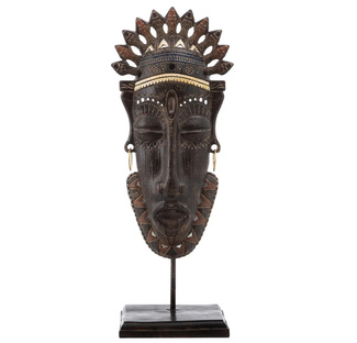 Figura Decorativa de Africana de Resina 16 x 22 x 57 cm