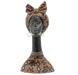 Figura Decorativa Africana de Resina 19 x 22 x 43 cm
