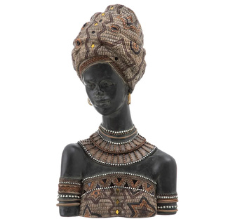 Figura Decorativa Africana de Resina 19 x 28,5 x 51 cm