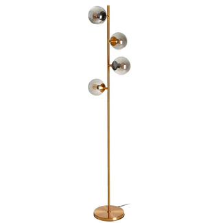 Lámpara de Suelo de Hierro oro con 4 Bombillas de Cristal 42 x 42 x 190 cm
