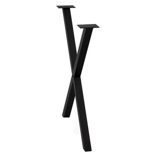 Pata Modelo X de Acero para Mesa con Reguladores Negro Texturizado 60 x 72 cm 